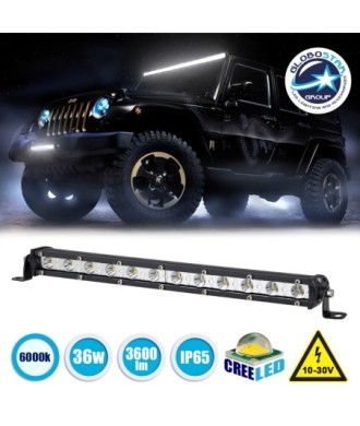 GloboStar® 85451 PRO Series Μπάρα Ίσια - Straight για Αυτοκίνητα & Φορτηγά LED CREE XBD 36W 3600lm DC 10-30V Αδιάβροχη IP65 Ψυχρό Λευκό 6000K